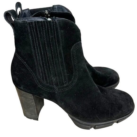 Paul Green NWOB Oakley Suede Boot Black Size 5.5 (US 8) Side Zip Chunky Heel - Picture 2 of 10